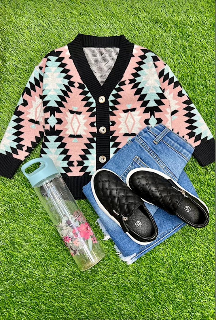 PINK AND BLUE SANTA FE INSPIRED SWEATER-This & That Couture