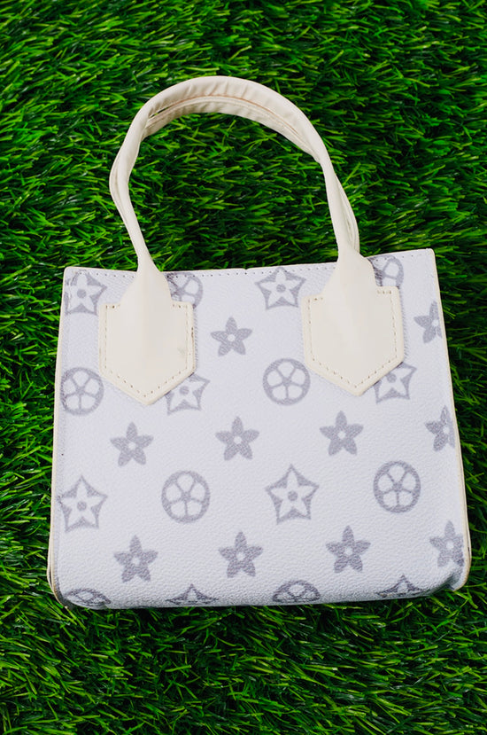 WHITE WITH GREY STARS BAGS-This & That Couture
