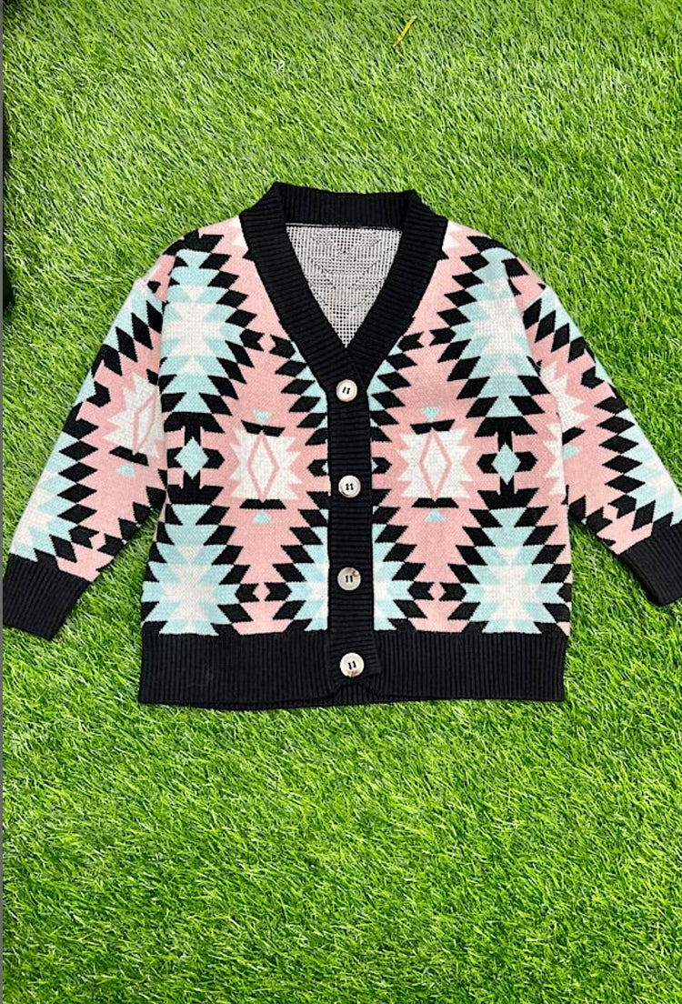 PINK AND BLUE SANTA FE INSPIRED SWEATER-This & That Couture