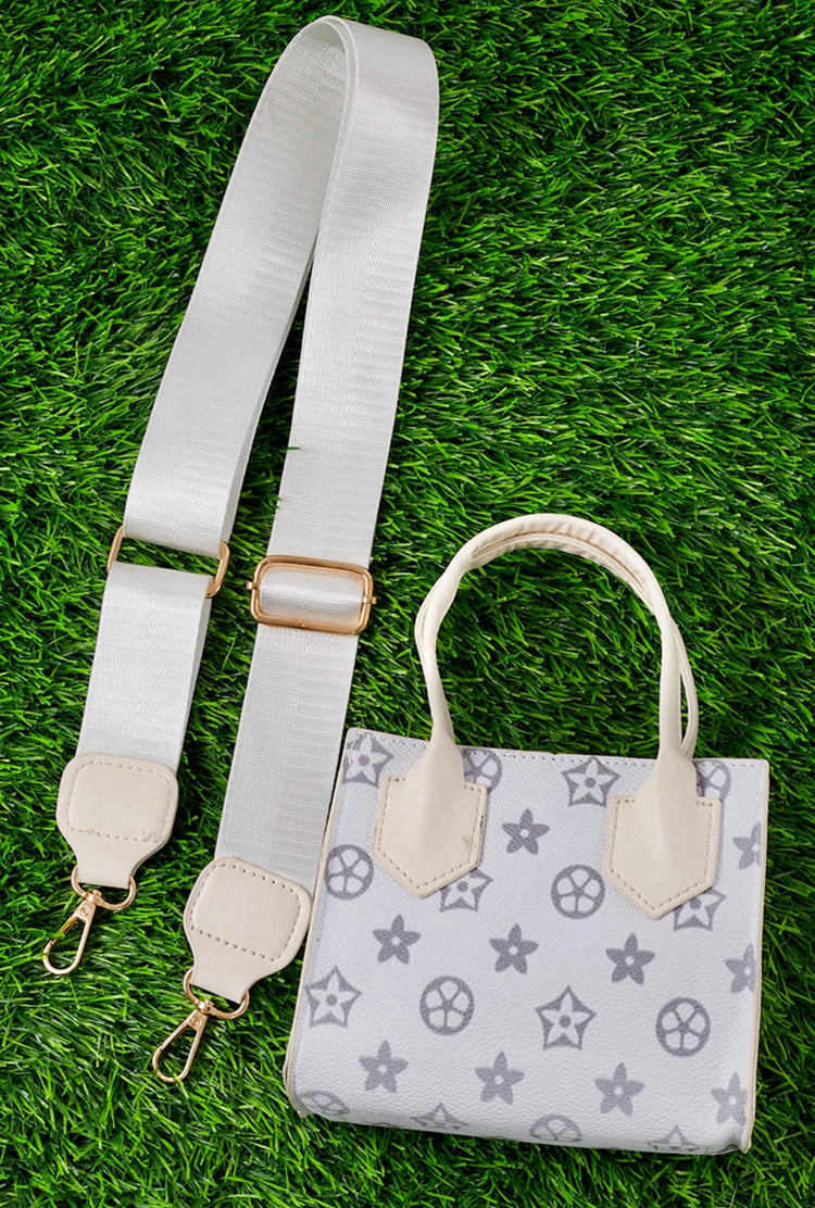 WHITE WITH GREY STARS BAGS-This & That Couture