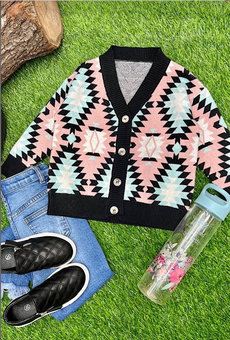 PINK AND BLUE SANTA FE INSPIRED SWEATER-This & That Couture