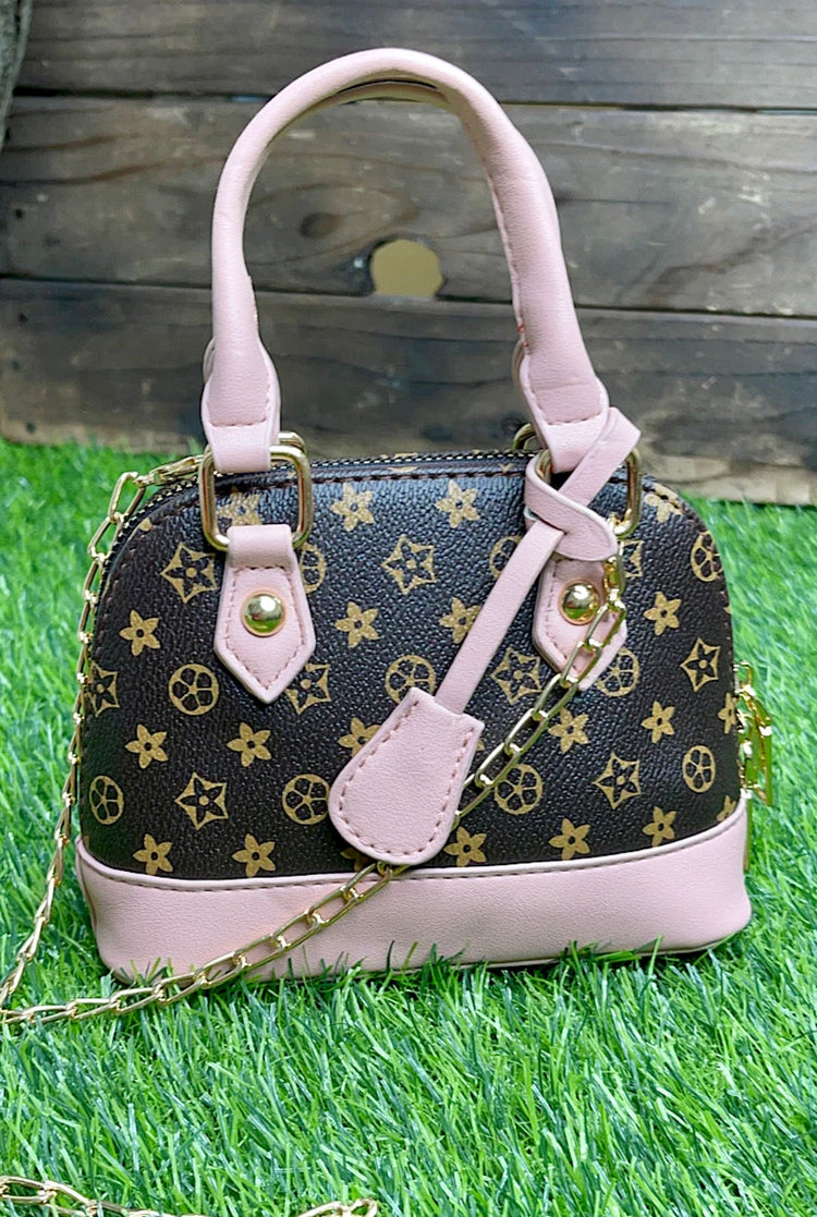 PINK WITH BROWN MINI BAG-This & That Couture