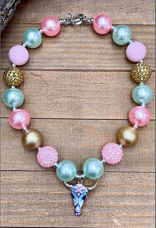 NECKLACE WITH COW SKULL PENDANT-This & That Couture