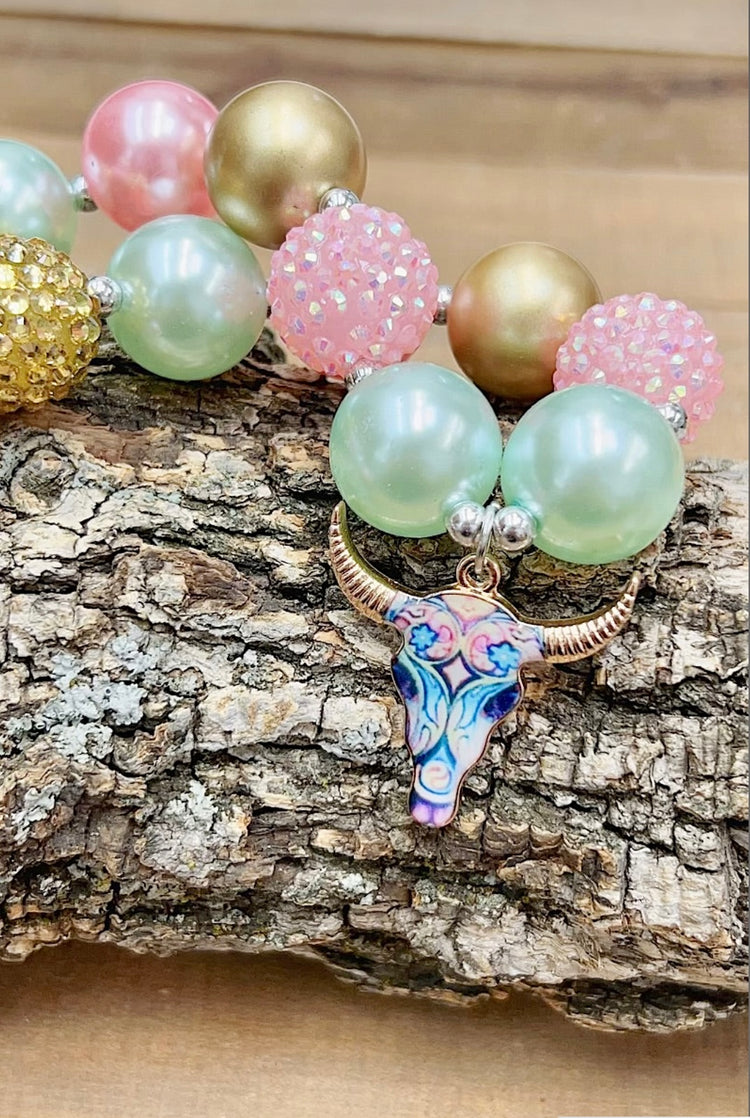 NECKLACE WITH COW SKULL PENDANT-This & That Couture
