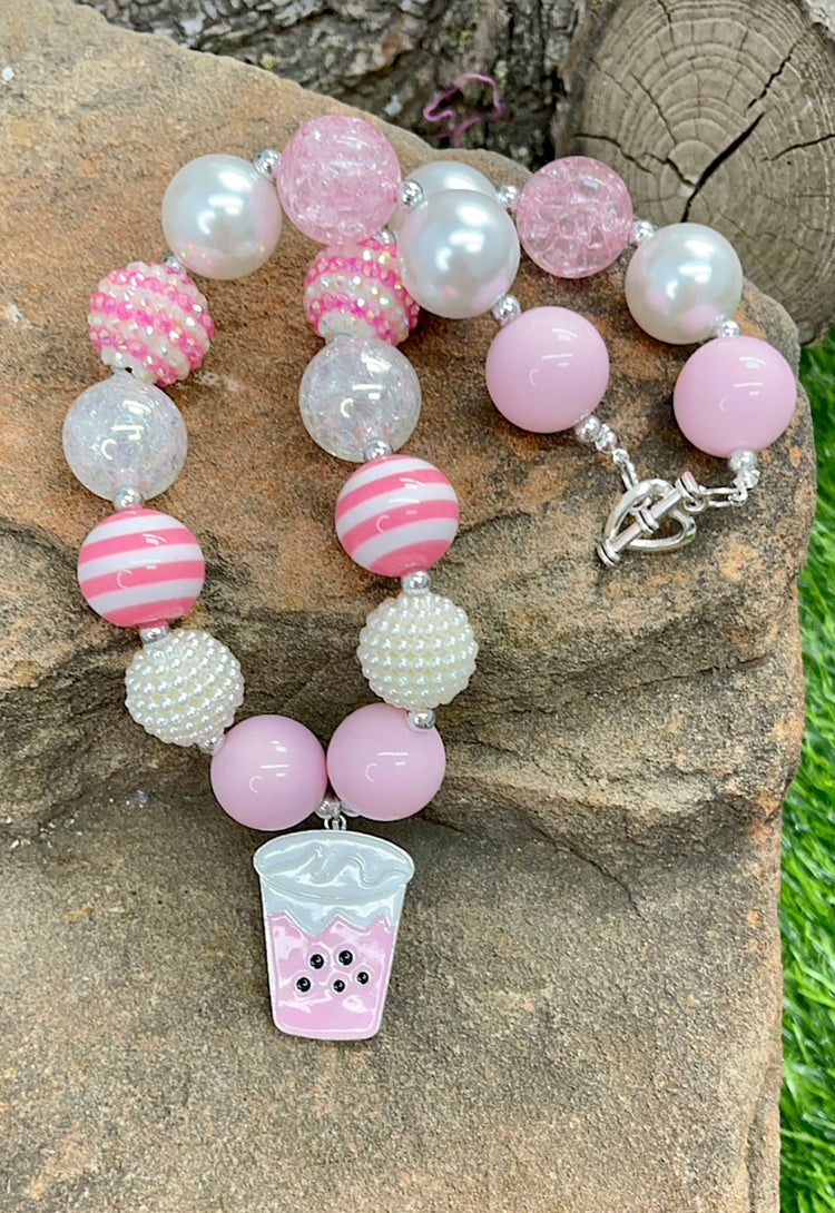 NECKLACE WITH BUBBLE TEA PENDANT-This & That Couture