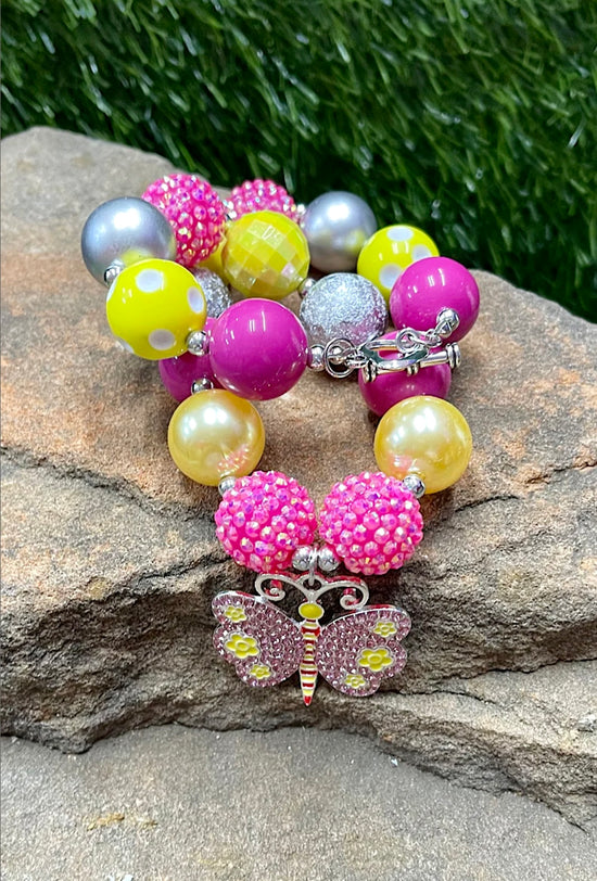 NECKLACE WITH RHINESTONE BUTTERFLY PENDANT-This & That Couture