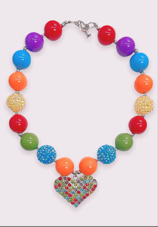 MULTI COLOR HEART PENDANT NECKLACE-This & That Couture