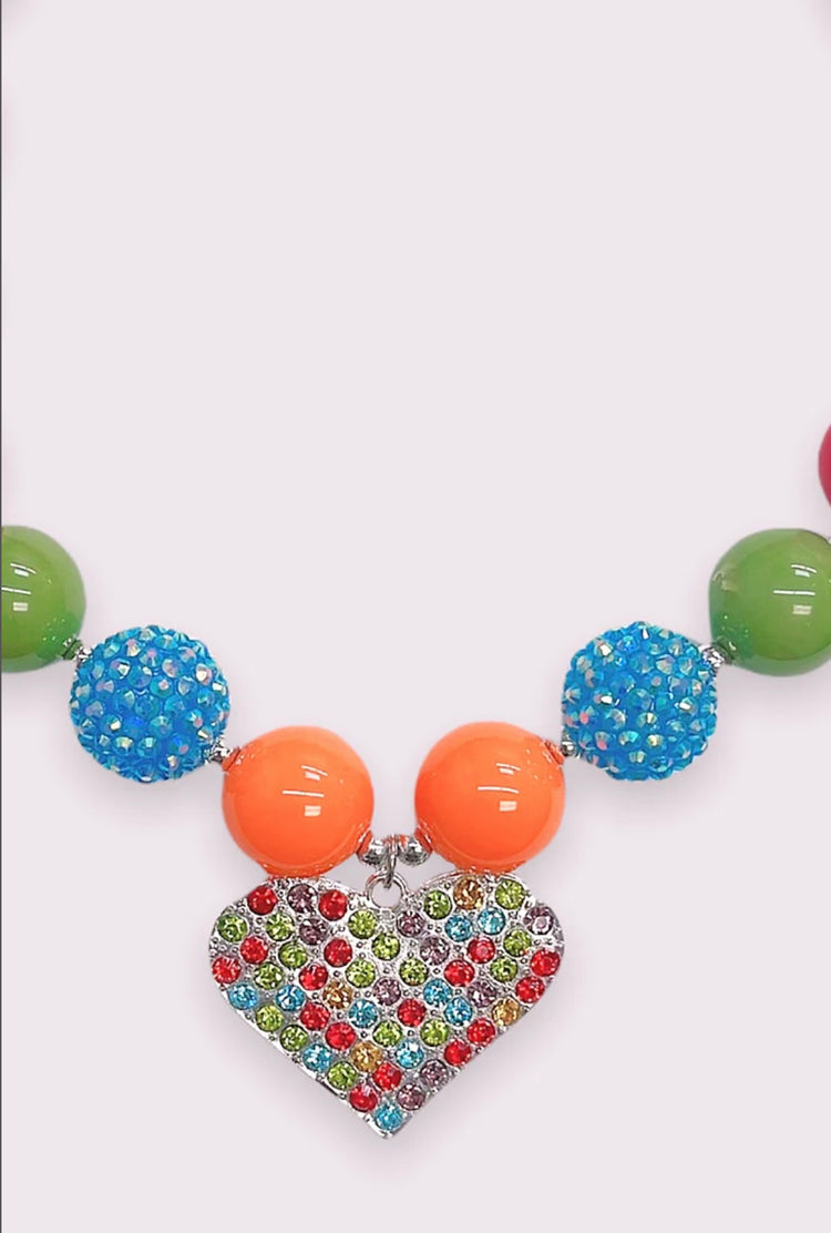 MULTI COLOR HEART PENDANT NECKLACE-This & That Couture