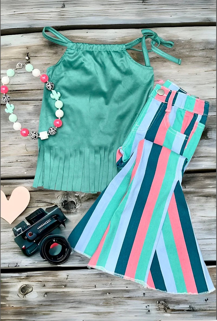 MULTI COLOR FLARE JEANS-This & That Couture