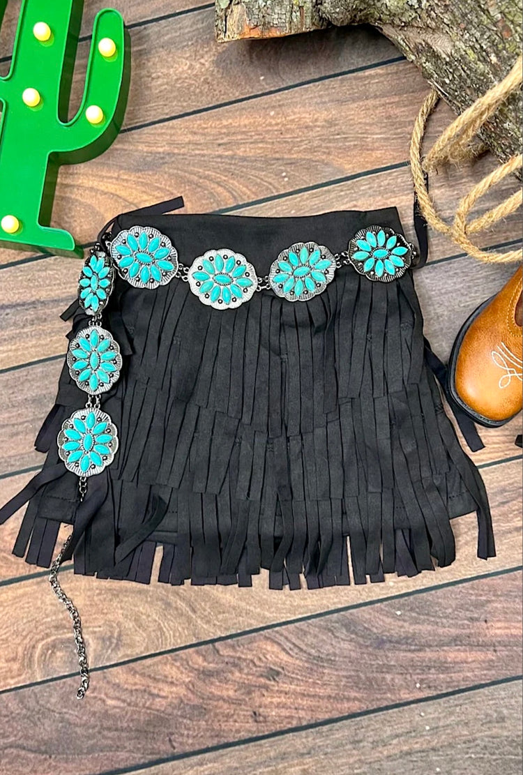 ULTRA SUEDE FRINGE SKIRT-This & That Couture