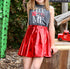 SHINY RED SKIRT-This & That Couture
