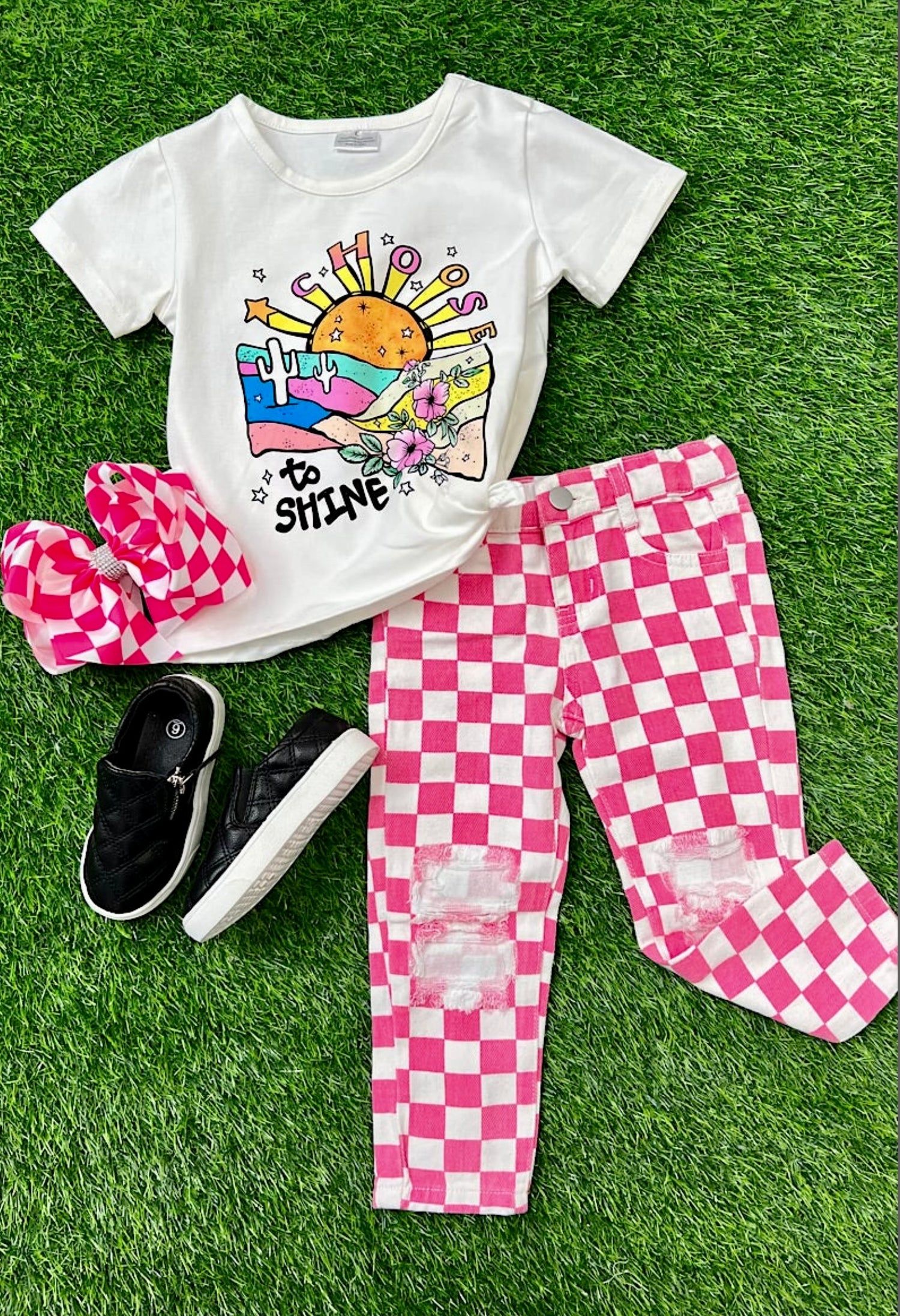 PINK CHECKERS JEANS-This &amp; That Couture