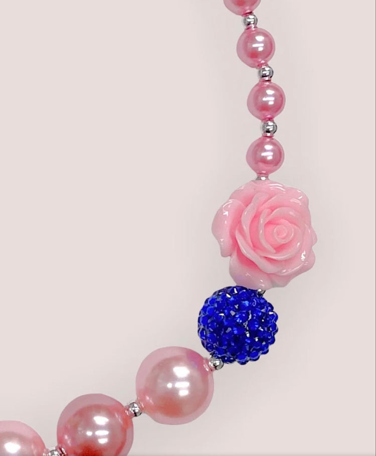 NECKLACE WITH ROSE SIDE PENDANT-This &amp; That Couture