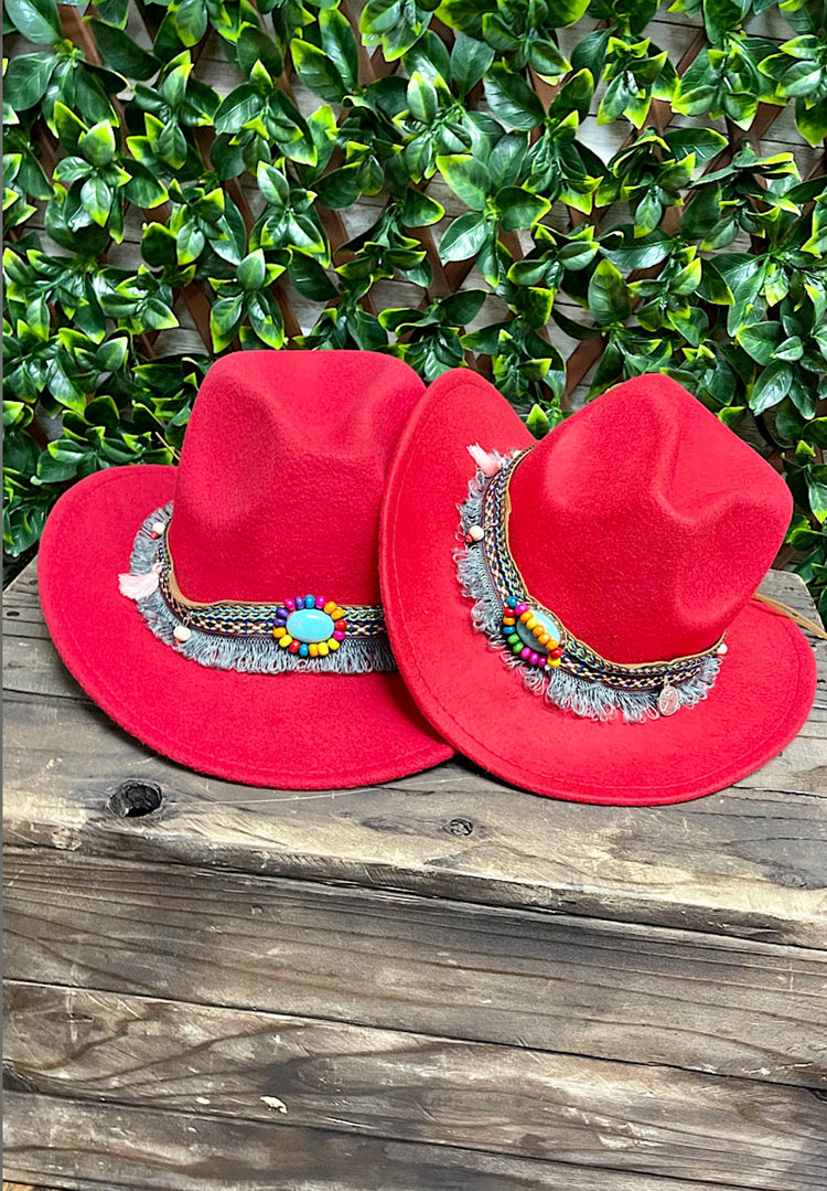 RED WESTERN HAT-This &amp; That Couture