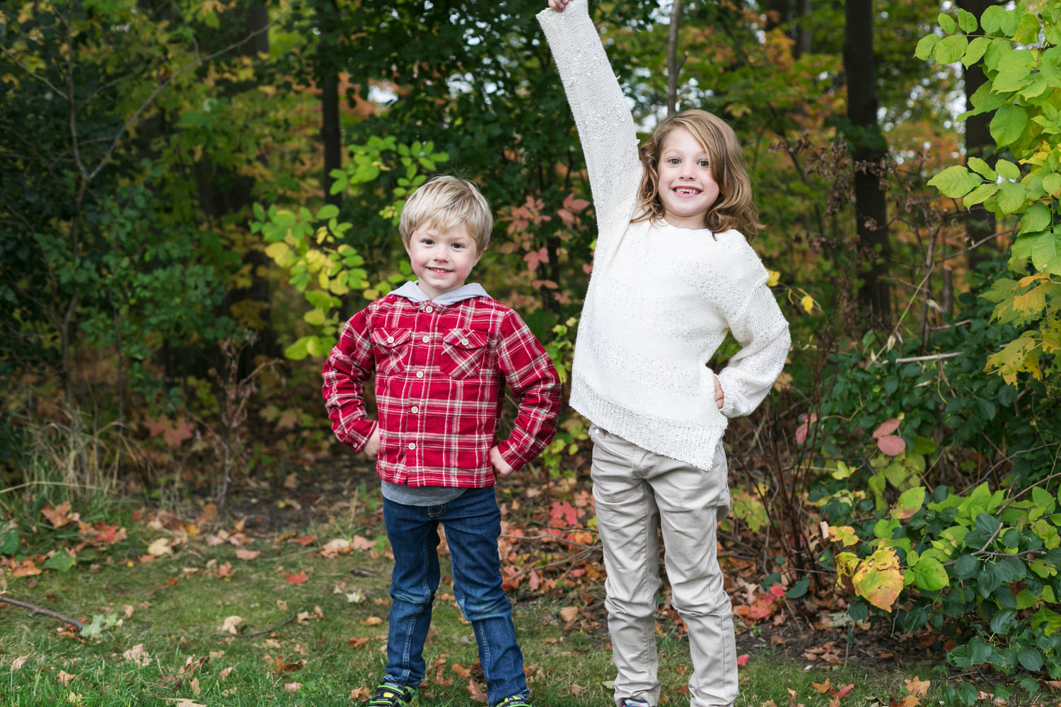 brother and sister power pose